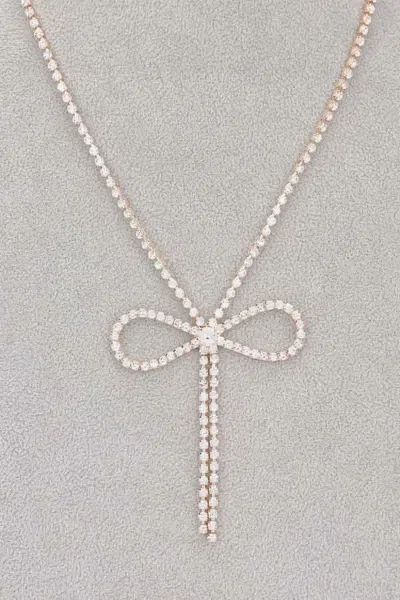Truedames Rhinestone Ribbon Necklace In White