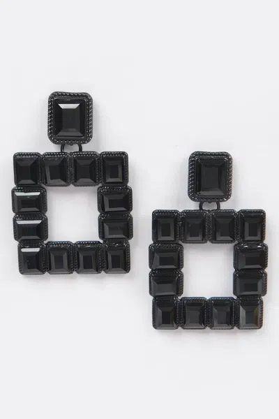 Truedames Rhinestone Square Earring In Black