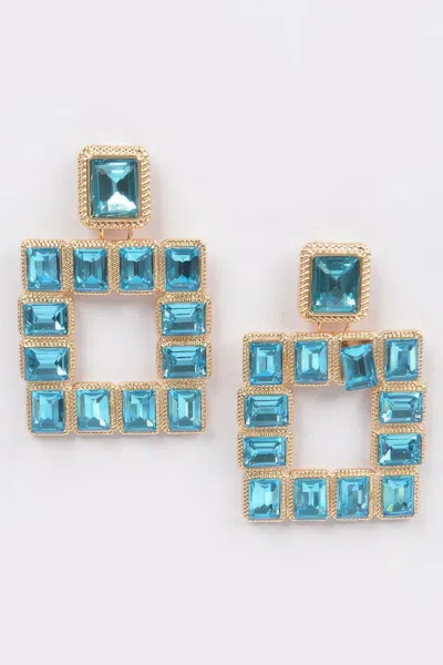 Truedames Rhinestone Square Earring In Blue