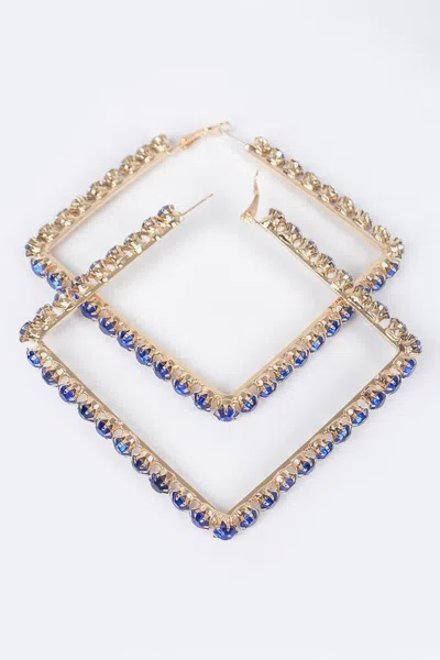Truedames Rhinestone Square Hoop Earrings In Blue