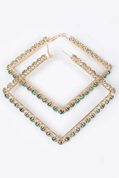 Truedames Rhinestone Square Hoop Earrings In Gold