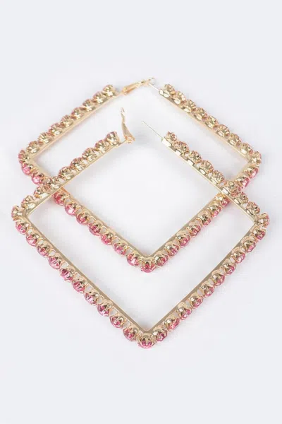 Truedames Rhinestone Square Hoop Earrings In Multi