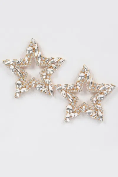 Truedames Rhinestone Star Earrings In Gold