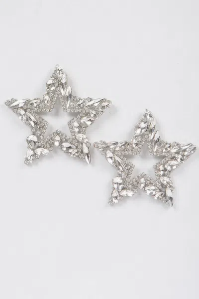 Truedames Rhinestone Star Earrings In Silver