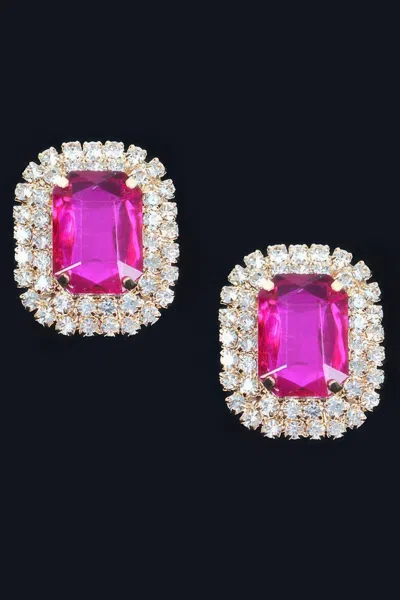Truedames Rhinestone Stud Earring In Pink