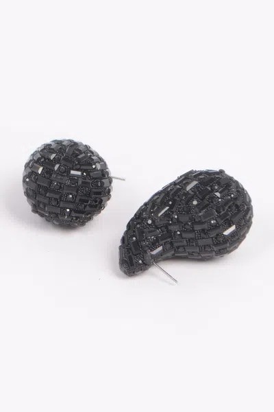 Truedames Rhinestone Tear Drop Earring In Black