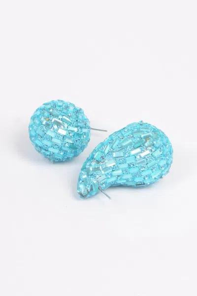Truedames Rhinestone Tear Drop Earring In Blue
