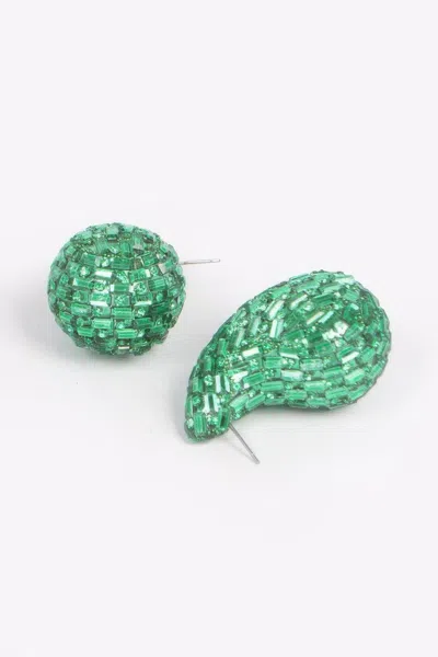 Truedames Rhinestone Tear Drop Earring In Green