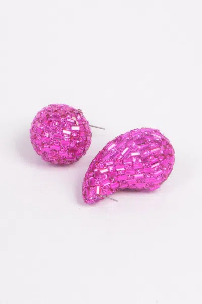 Truedames Rhinestone Tear Drop Earring In Purple