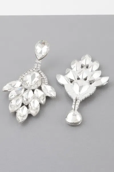 Truedames Rhinestone Teardrop Flare Earrings In Silver