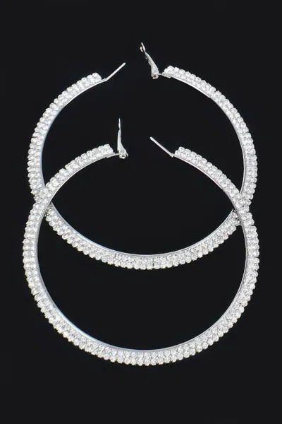 Truedames Rhinstone Hoop Earring In Metallic