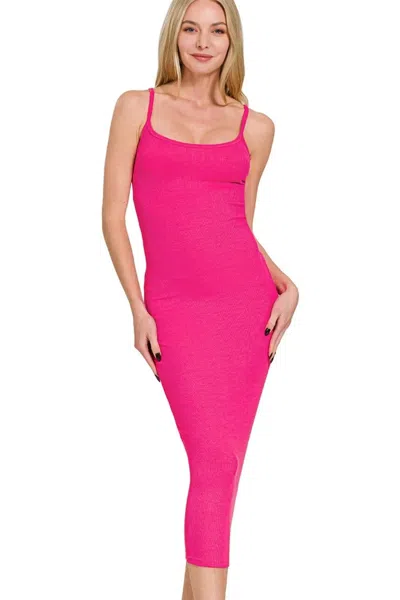 Truedames Ribbed Bodycon Midi Dress In Pink