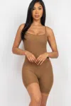 Truedames Ribbed Bodycon Romper In Brown