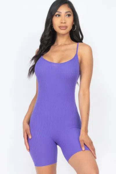 Truedames Ribbed Bodycon Romper In Purple
