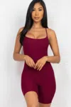 Truedames Ribbed Bodycon Romper In Red