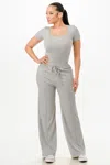 Truedames Ribbed Bodysuit And Pants Set In Gray