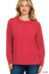 Truedames Ribbed Brushed Melange Hacci Sweater With Chest Pocket In Multi