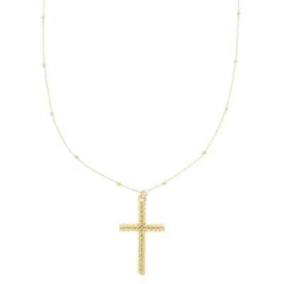 Truedames Ribbed Cross Pendant Necklace In Gold