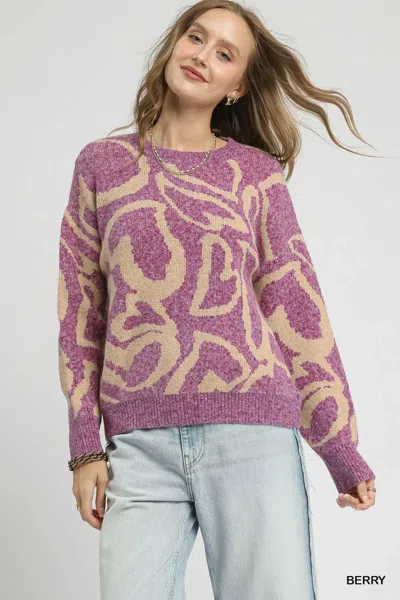 Truedames Ribbed Hem Contrast Dropped Shoulder Sweater In Pink