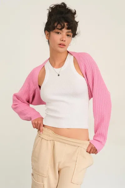 Truedames Ribbed Knit Bolero Cardigan In White