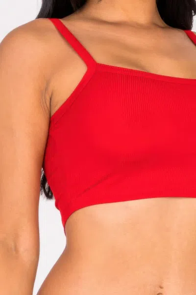 Truedames Ribbed Knit Cami Crop Top In Red