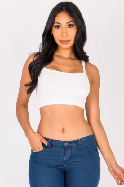 Truedames Ribbed Knit Cami Crop Top In White