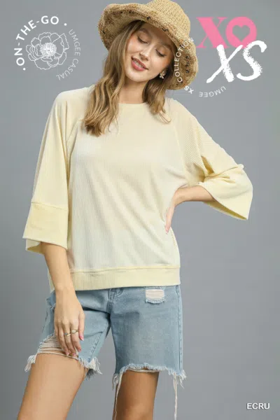 Truedames Ribbed Knit Oversized Top In White