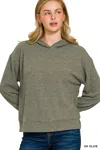Truedames Ribbed Long Sleeve Hoodie In Green