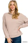 Truedames Drop Shoulder Ribbed Crop Hoodie In Neutral