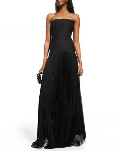 Truedames Ribbed Pleated Tube Dress In Black