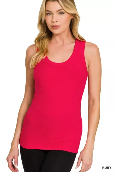 Truedames Ribbed Scoop Neck Tank Top In Pink