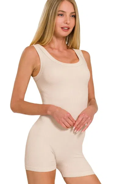 Truedames Ribbed Seamless Bodysuit In White