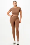 Truedames Ribbed Seamless T-shirt And Leggings Set In Multi