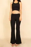 Truedames Ribbed Sleeveless Crop Top & Flared Pants Set In Black