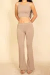 Truedames Ribbed Sleeveless Crop Top & Flared Pants Set In Gray