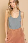 Truedames Ribbed Tank Top With Metallic Stud Detail In Gray