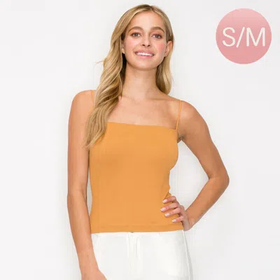 Truedames Ribbed Thin Strapped Seamless Tank Top In Orange