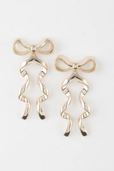 Truedames Ribbon Drop Earrings In Gold