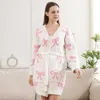 Truedames Ribbon Robe With Pockets And Belt In Pink