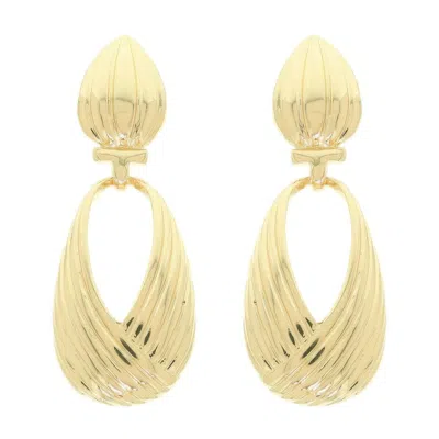 Truedames Ridged Teardrop Post Earrings In Gold