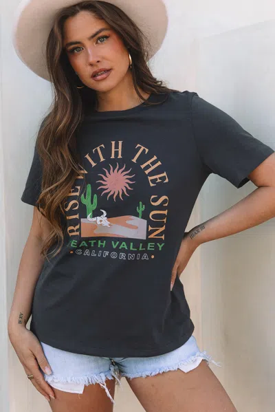 Truedames Rise With The Sun Western Fashion Graphic Tee In Multi