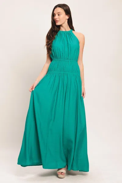 Truedames River Walk Woven Maxi Dress In Green