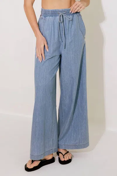Truedames Riverside Sips Light Indigo Chambray Pants In Blue