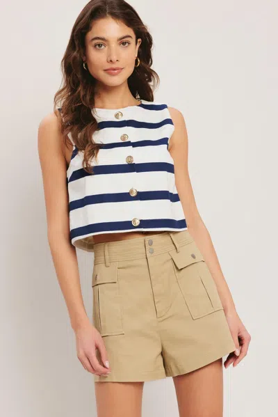Truedames Riviera Sailor Woven Vest In Blue