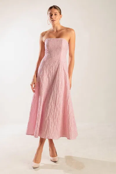 Truedames Roll With It Pink Woven Midi Dress