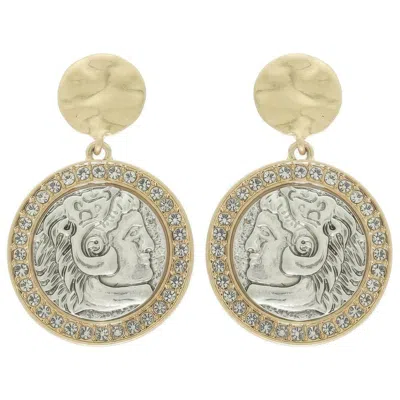 Truedames Roman Imperial Replica Coin Post Earrings In Gold