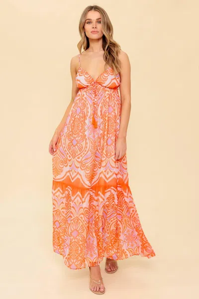 Truedames Romance Language Coral Woven Maxi Dress In Pink