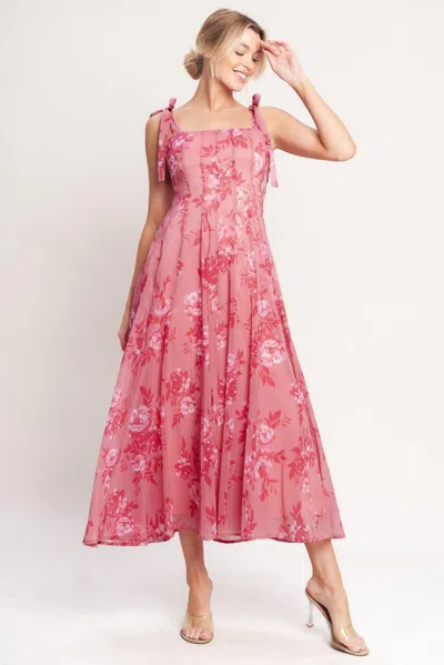 Truedames Romantic Canopy Woven Midi Dress In Pink