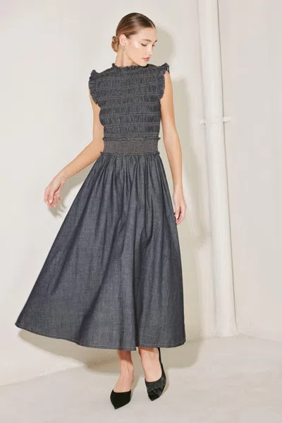 Truedames Romantic Reverie Denim Midi Dress In Blue