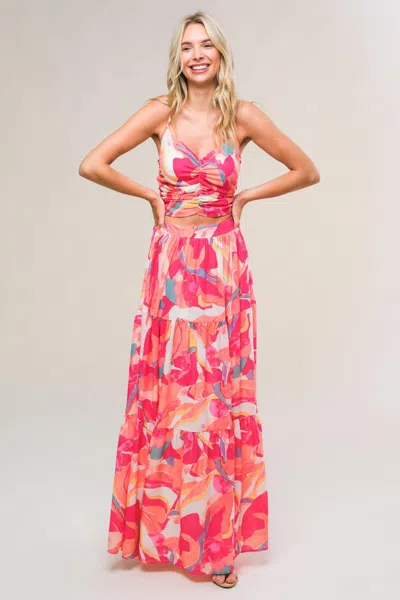 Truedames Romantically Speaking Woven Top And Skirt Set In Multi